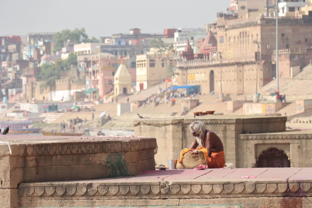 candid photography of a sadhu in Varanasi ghat