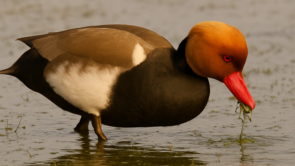 Red-crested Pochard feeding