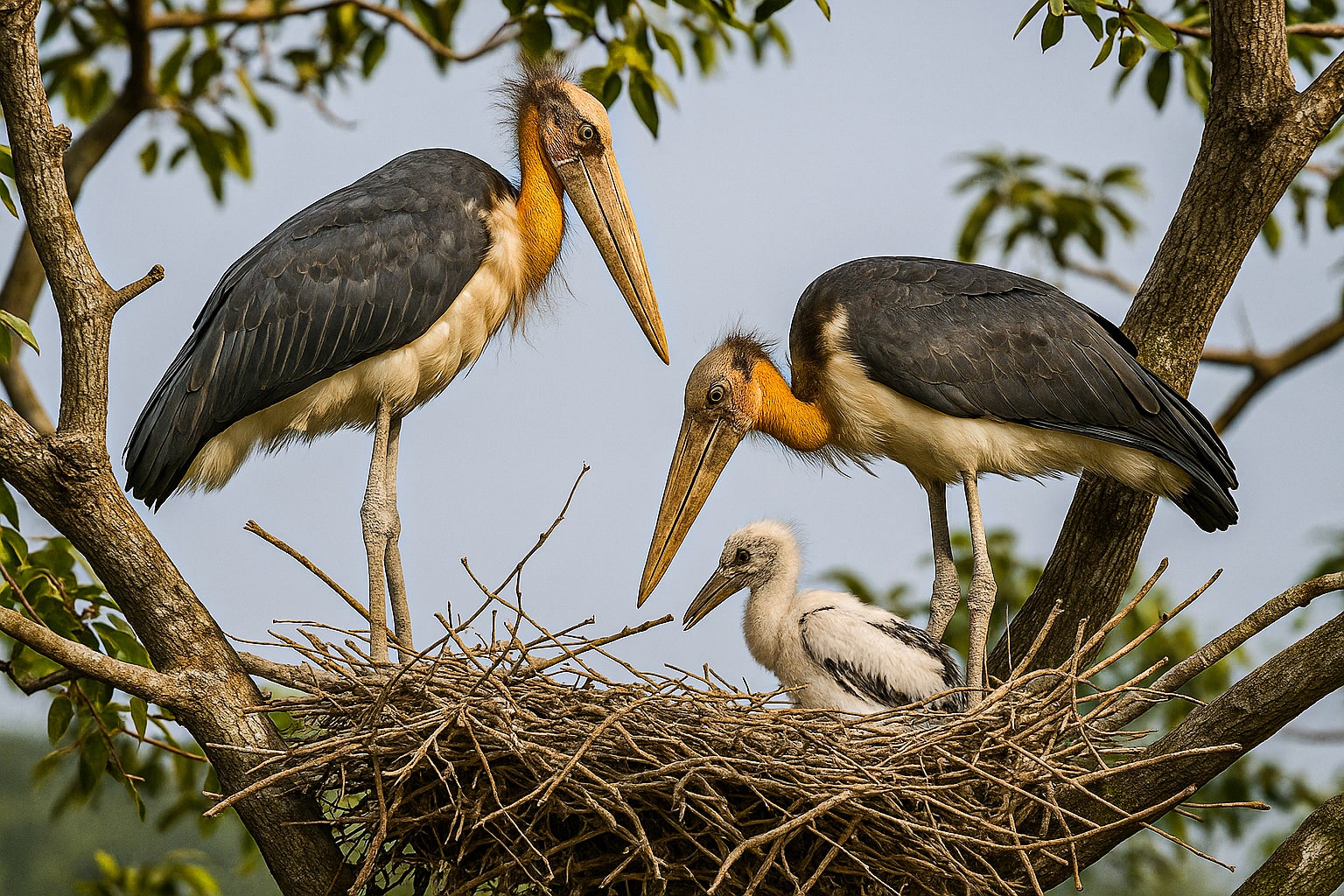 Lesser Adjutant Nesting