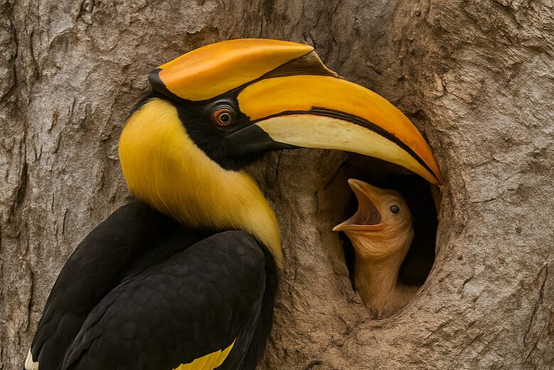 Great Indian Hornbill Nesting Behavior