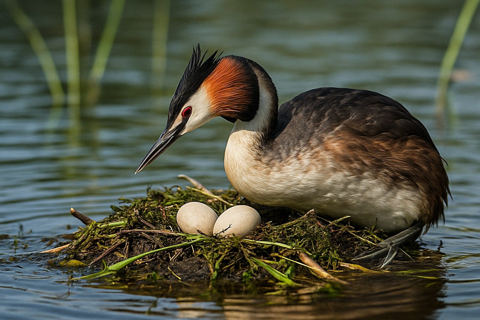 Great Crested Grebe nesting behavior