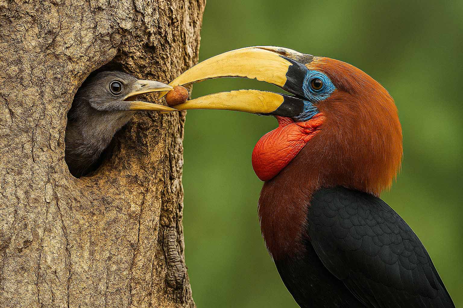Rufous-necked Hornbill Nesting Behaviour