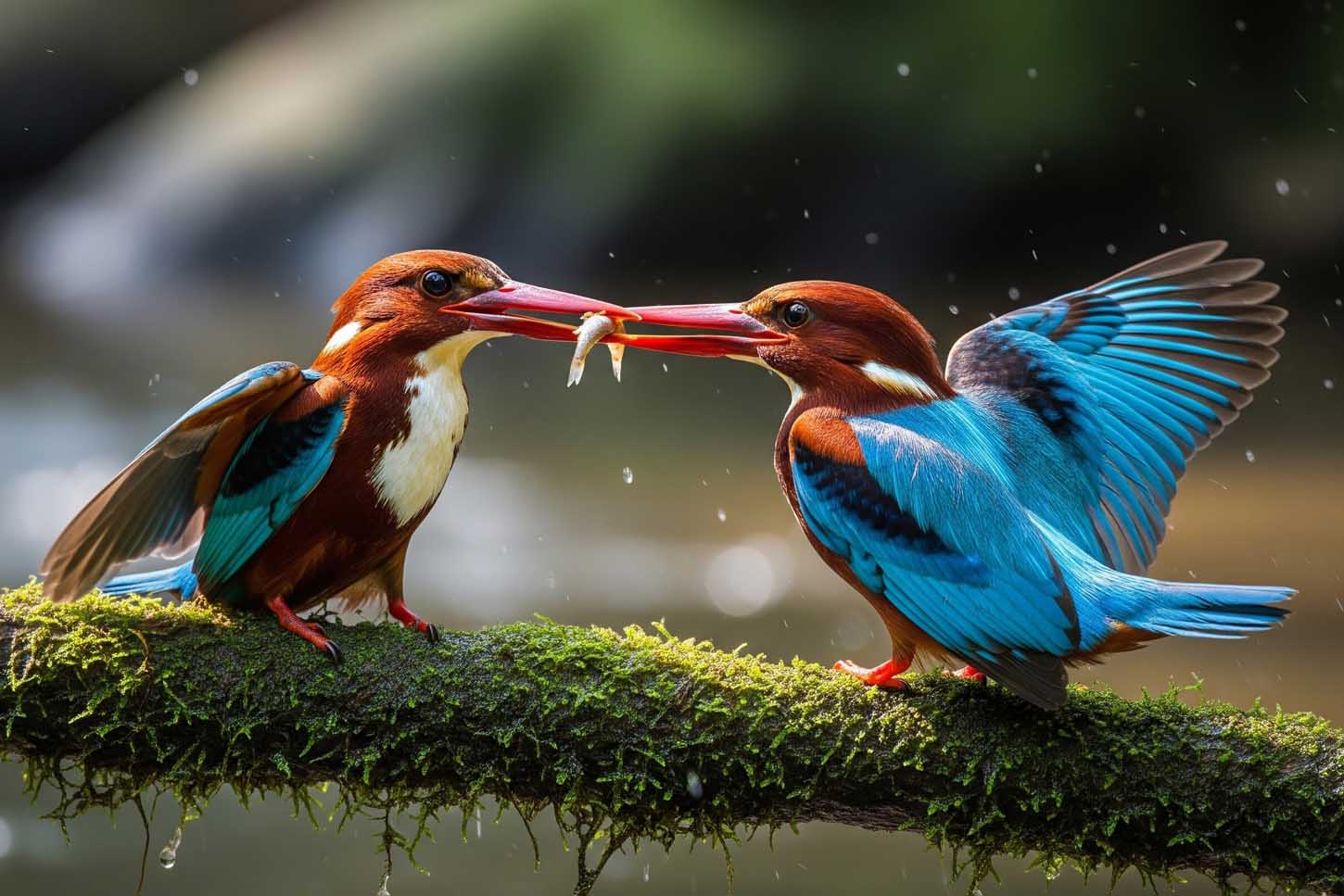 White-breasted kingfisher Courtship